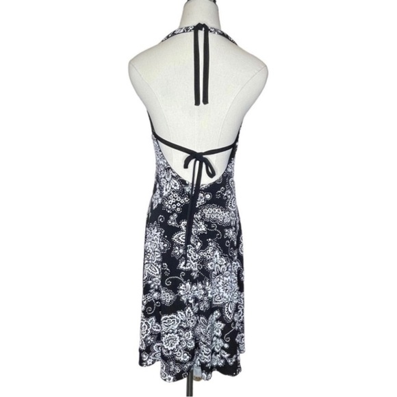 White House Black Market Dress Size 6 Floral Knee Length Halter Sleeveless Lined - Picture 4 of 13